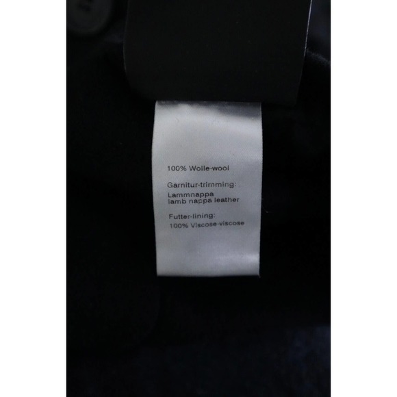 Akris US 4 Double Faced Wool Reversible Longline Jacket Navy Plaid Black - Picture 15 of 16